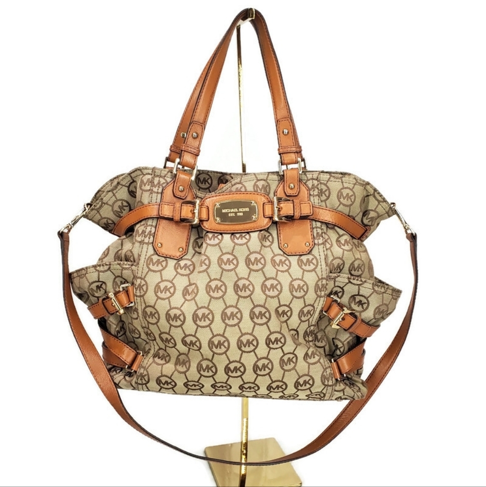 Michael Kors Gansevoort Cognac/Tan Large Tote Handbag Crossbody Strap